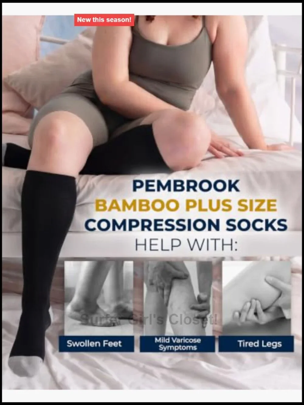 Plus Size Compression Socks Wide Calf - Bamboo Viscose - Graduated Compression